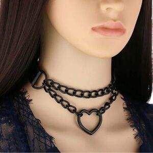 Black Heart Chain Choker Necklace 🖤